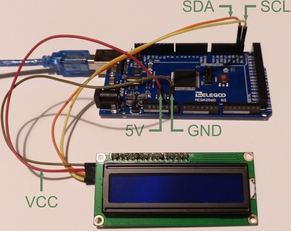 An arduino connected to the LCD module